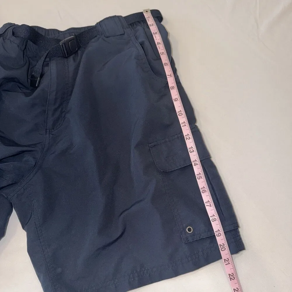 Lands End Shorts Mens XL 40-42 Blue Cargo Hiking Outdoor Swim Liner Belted Clasp